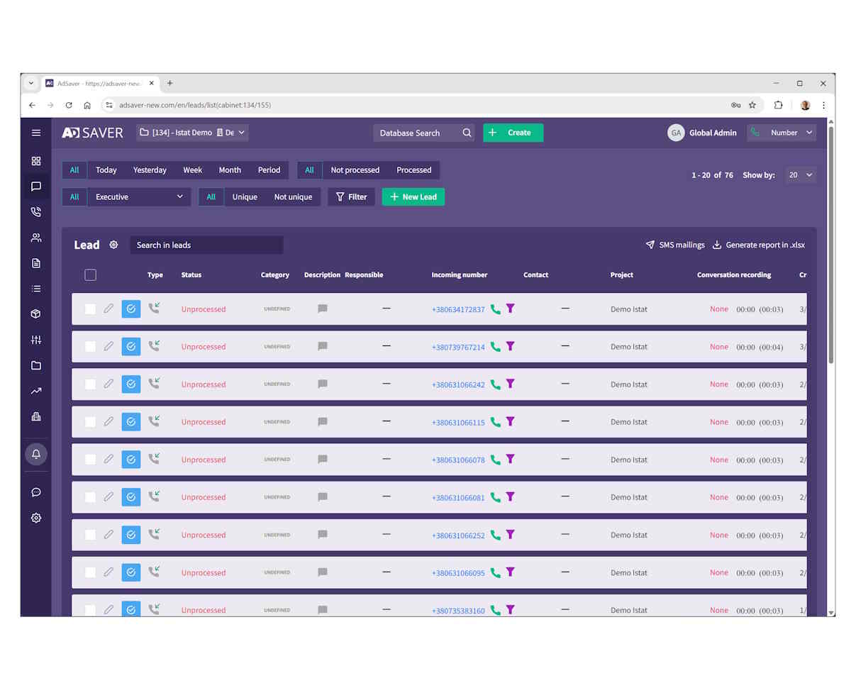 CRM System for Managing Advertising Campaigns - Screenshot