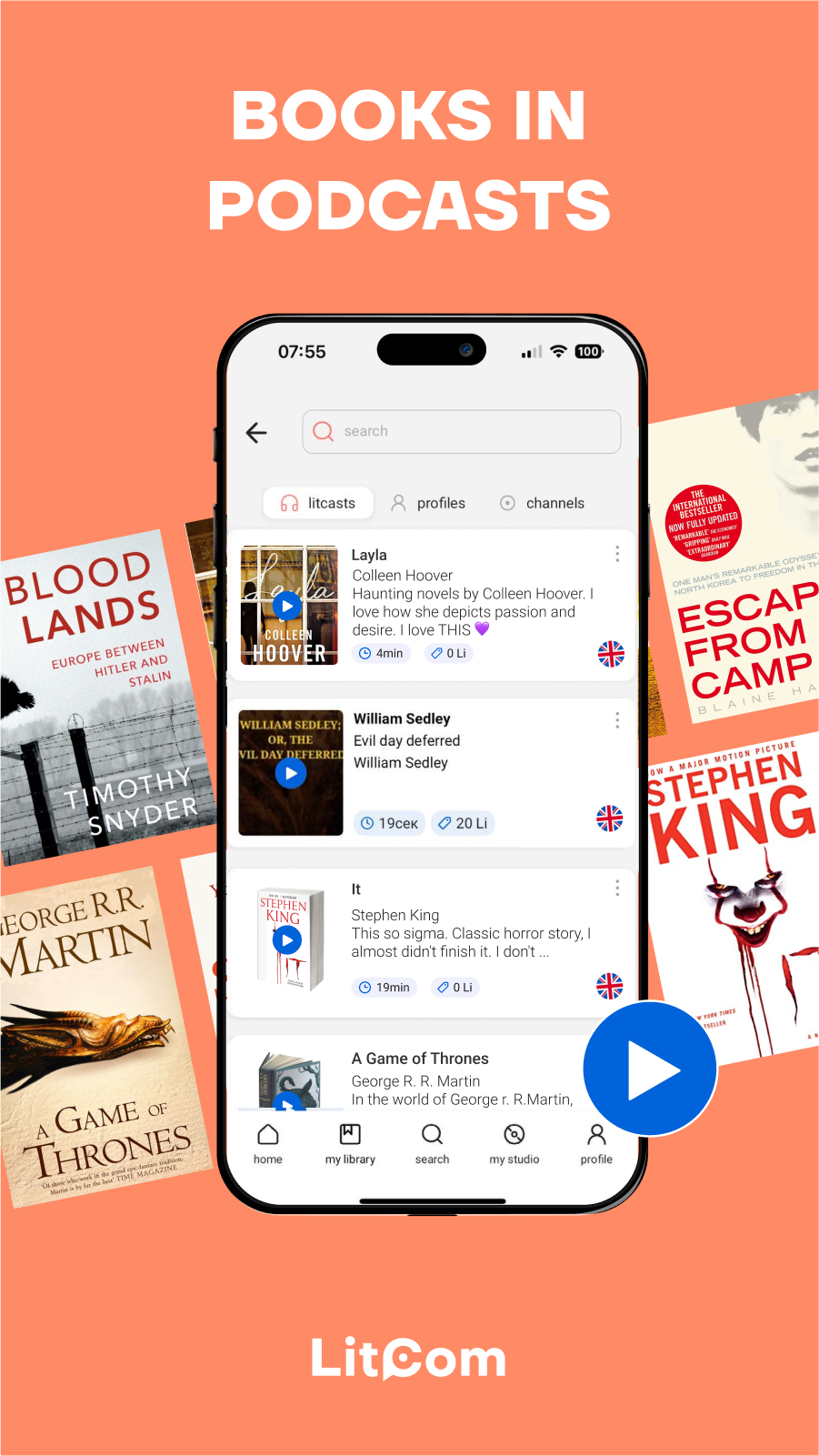 Social Network for Book Lovers and Podcast Creators - Screenshot