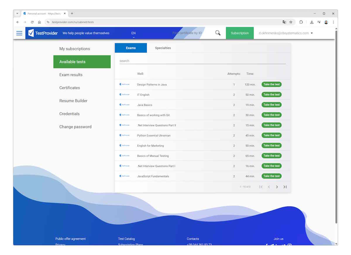 Online Exam Platform for IT Certification - Screenshot